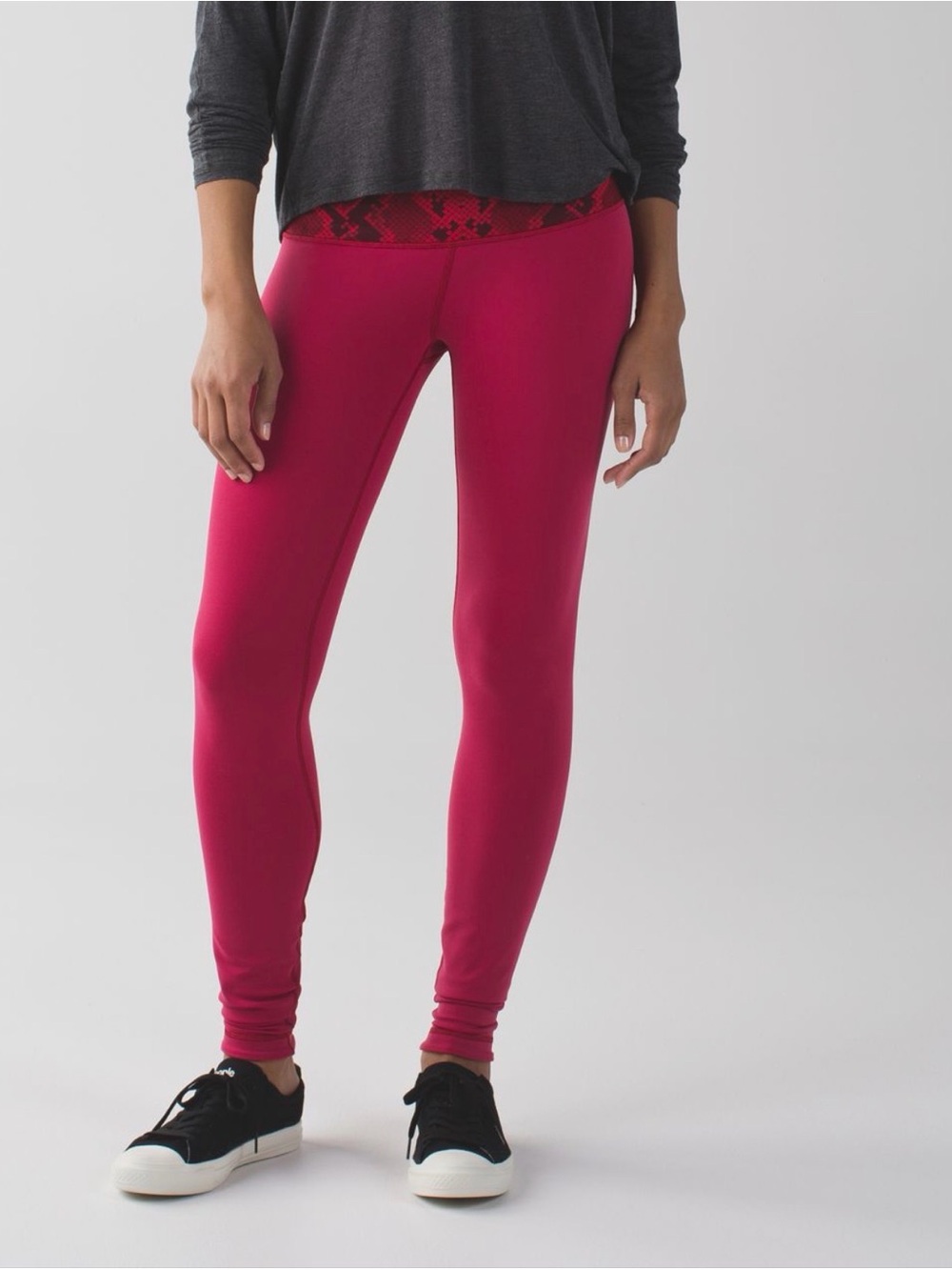 lululemon athletica Raspberry Leggings with Snakeskin Waistband